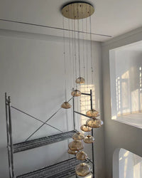 WOMO Cascading Blown Glass Pendant Chandelier-WM2101b