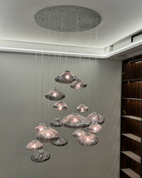 WOMO Cascading Blown Glass Pendant Chandelier-WM2101b