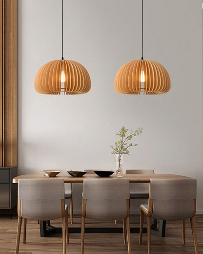 WOMO Pumpkin Wood Pendant Light-WM2105