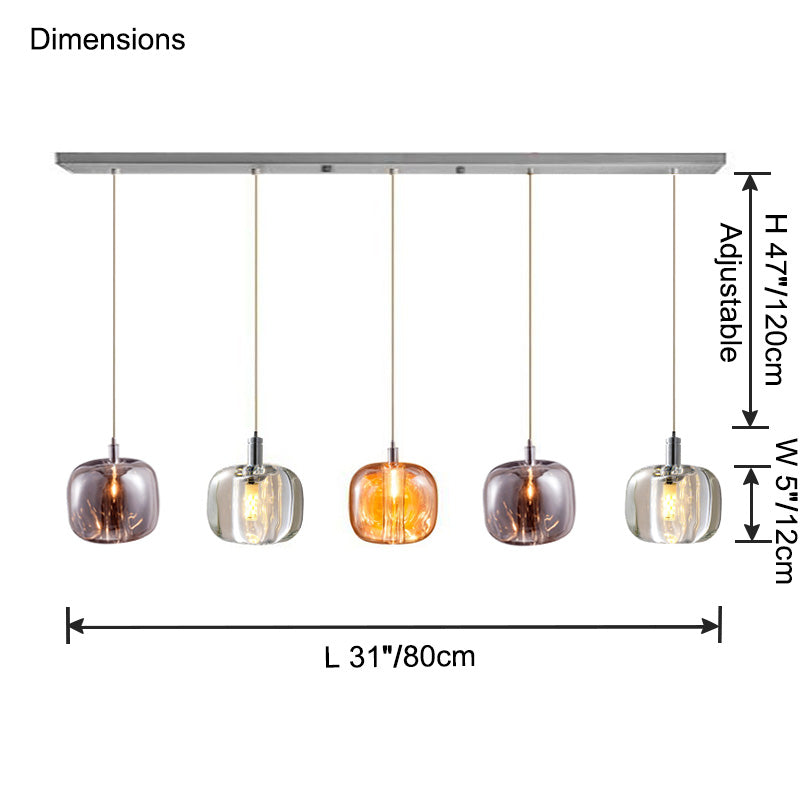 WOMO Colored Glass Multi Pendant Chandelier-WM2111