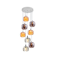 WOMO Colored Glass Multi Pendant Chandelier-WM2111