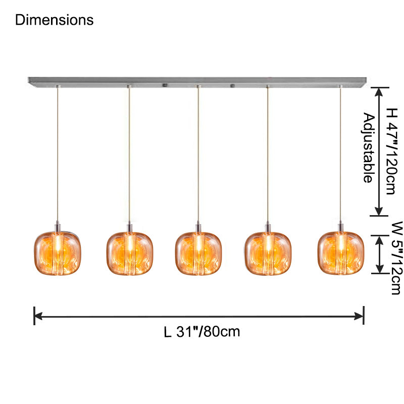 WOMO Colored Glass Multi Pendant Chandelier-WM2111a