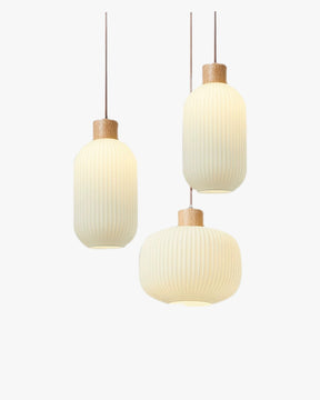 WOMO Ribbed Milk Glass Lantern Pendant Light-WM2115