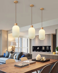 WOMO Ribbed Milk Glass Lantern Pendant Light-WM2115