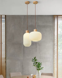 WOMO Ribbed Milk Glass Lantern Pendant Light-WM2115