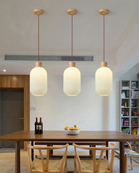 WOMO Ribbed Milk Glass Lantern Pendant Light-WM2115