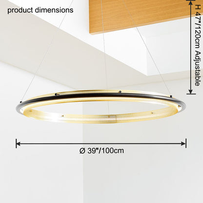 WOMO Black and Gold Ring LED Chandelier-WM2119a