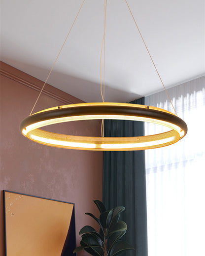 WOMO Black and Gold Ring LED Chandelier-WM2119