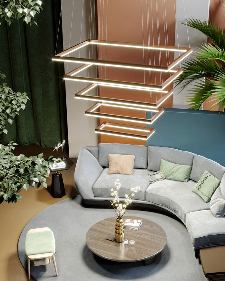 WOMO Tiered Rectangular LED Chandelier-WM2120
