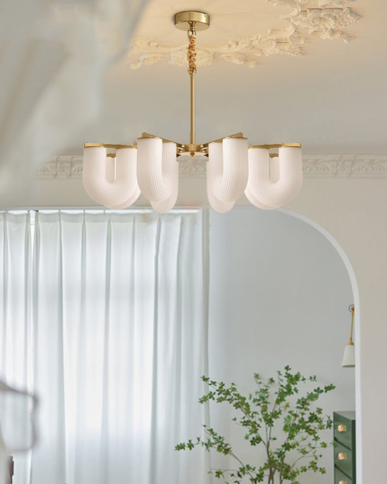 WOMO U-Shaped Milk Glass Chandelier-WM2131