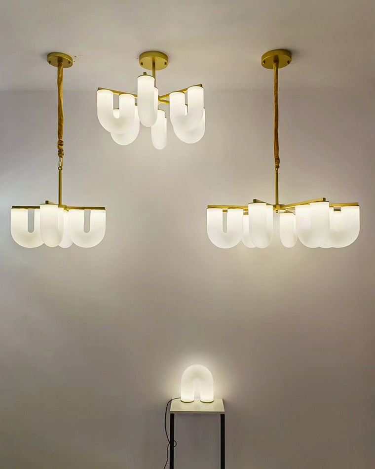 WOMO U-Shaped Milk Glass Chandelier-WM2131