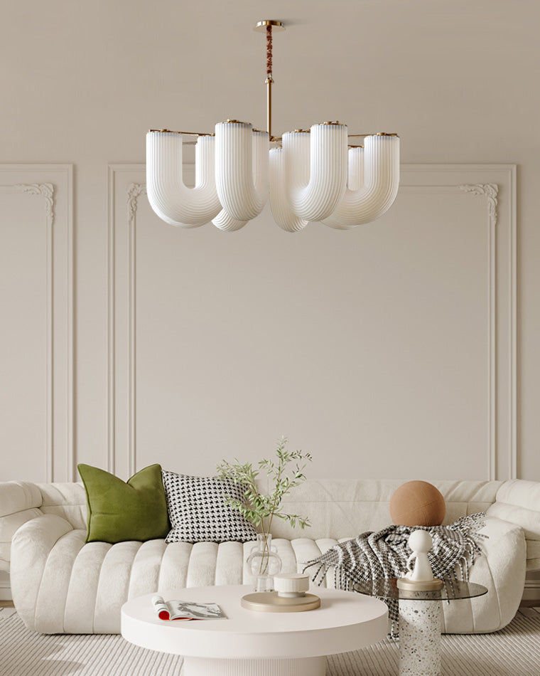 WOMO U-Shaped Milk Glass Chandelier-WM2131