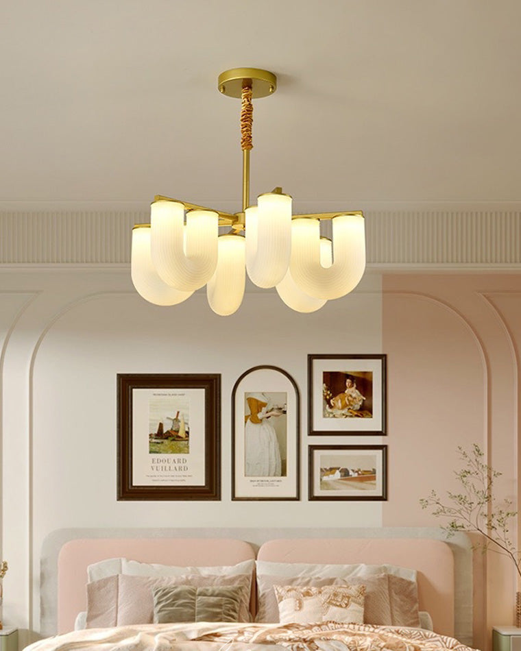 WOMO U-Shaped Milk Glass Chandelier-WM2131