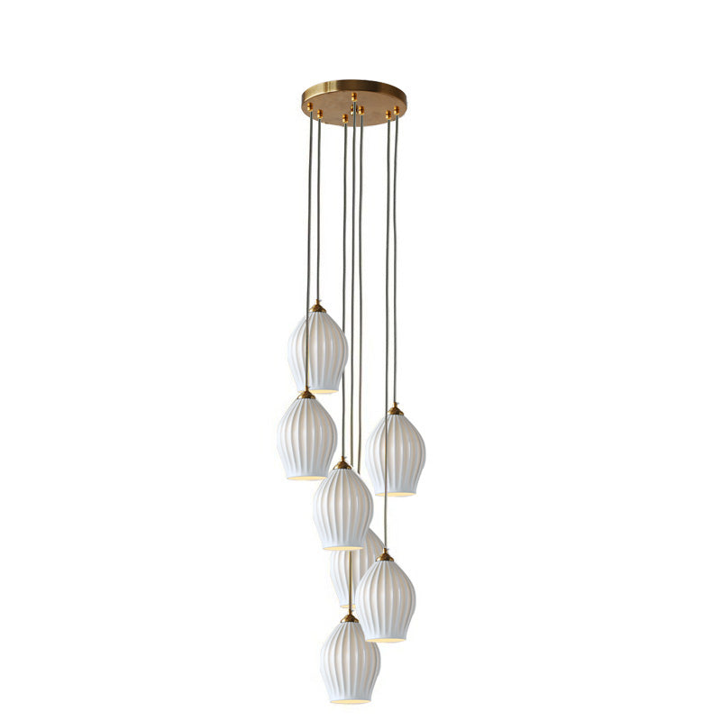 WOMO Ribbed Bud Ceramic Chandelier-WM2132a