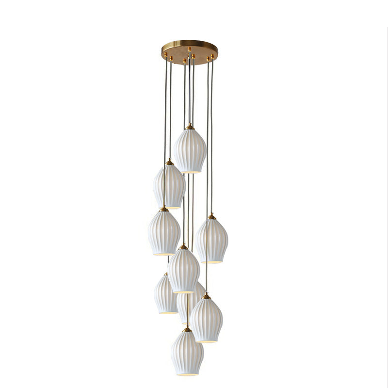 WOMO Ribbed Bud Ceramic Chandelier-WM2132a