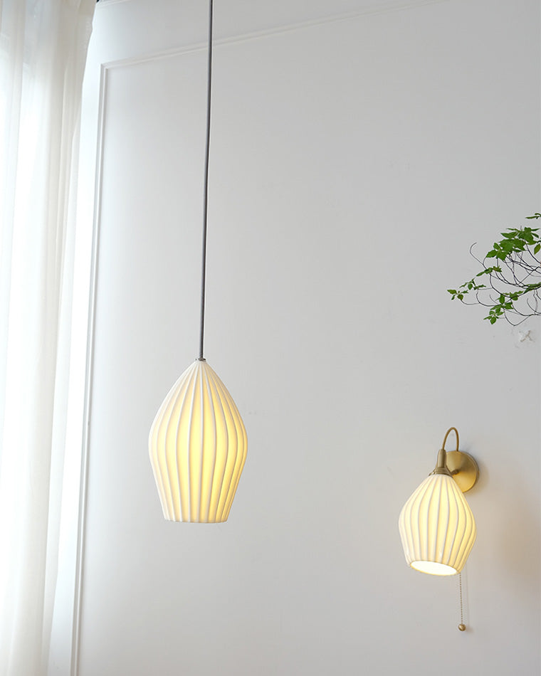 WOMO Ribbed Ceramics Pendant Light-WM2132