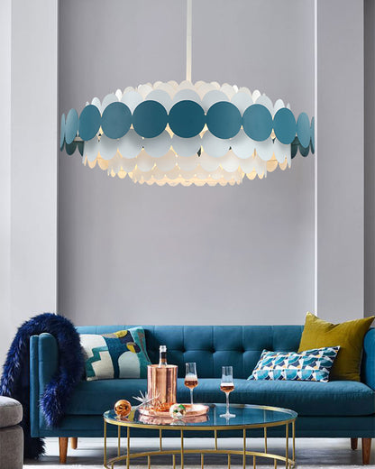 WOMO Black/Blue Round Chandelier-WM2140