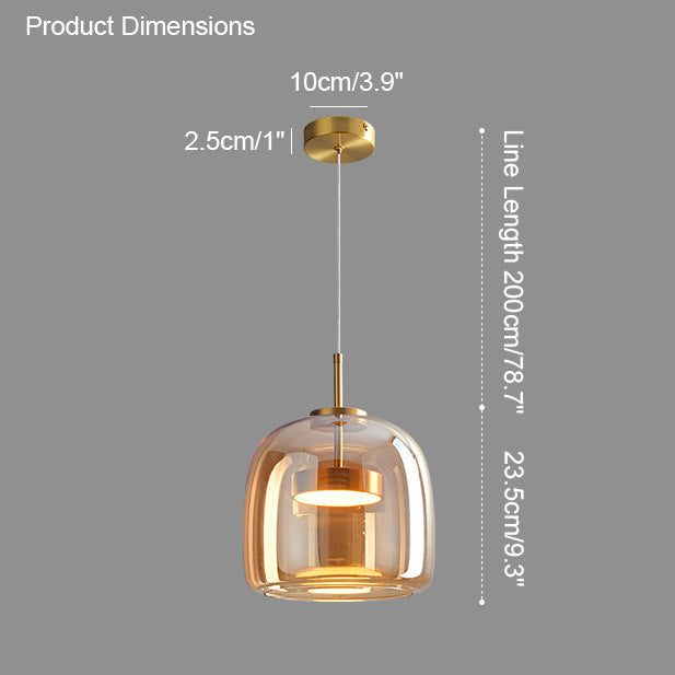 WOMO Drum Blown Glass Pendant Light-WM2145