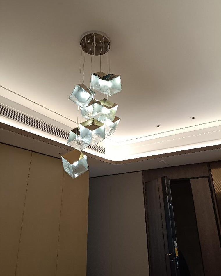 WOMO Ice Cube Textured Glass Chandelier-WM2150