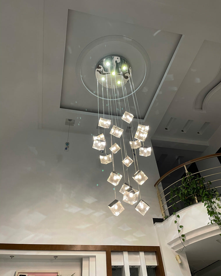 WOMO Ice Cube Textured Glass Chandelier-WM2150