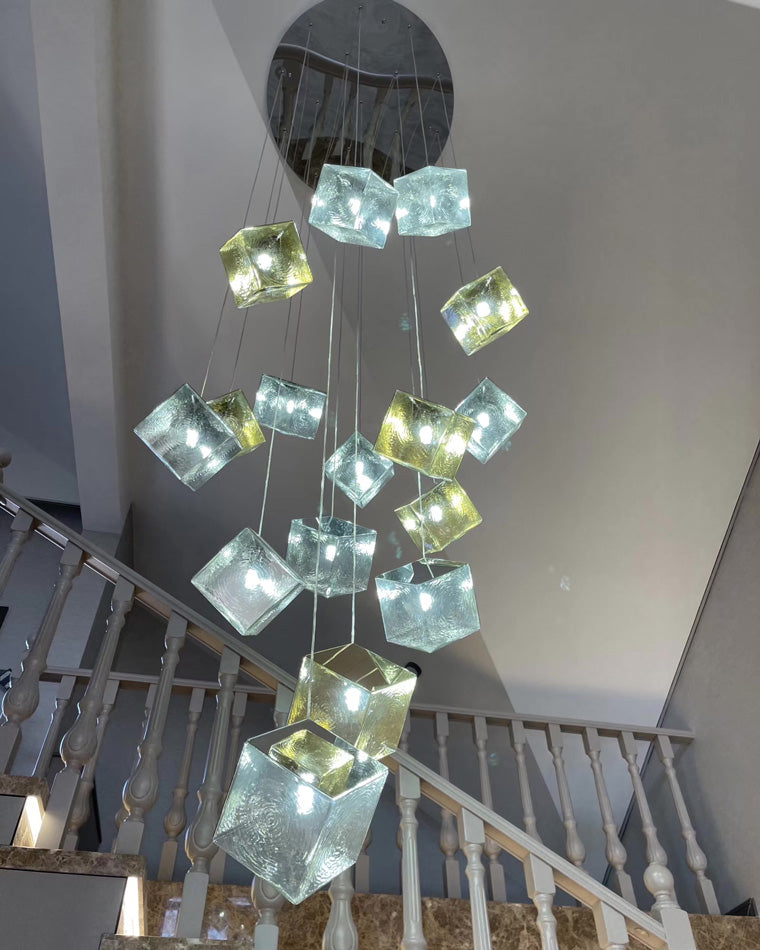 WOMO Ice Cube Textured Glass Chandelier-WM2150