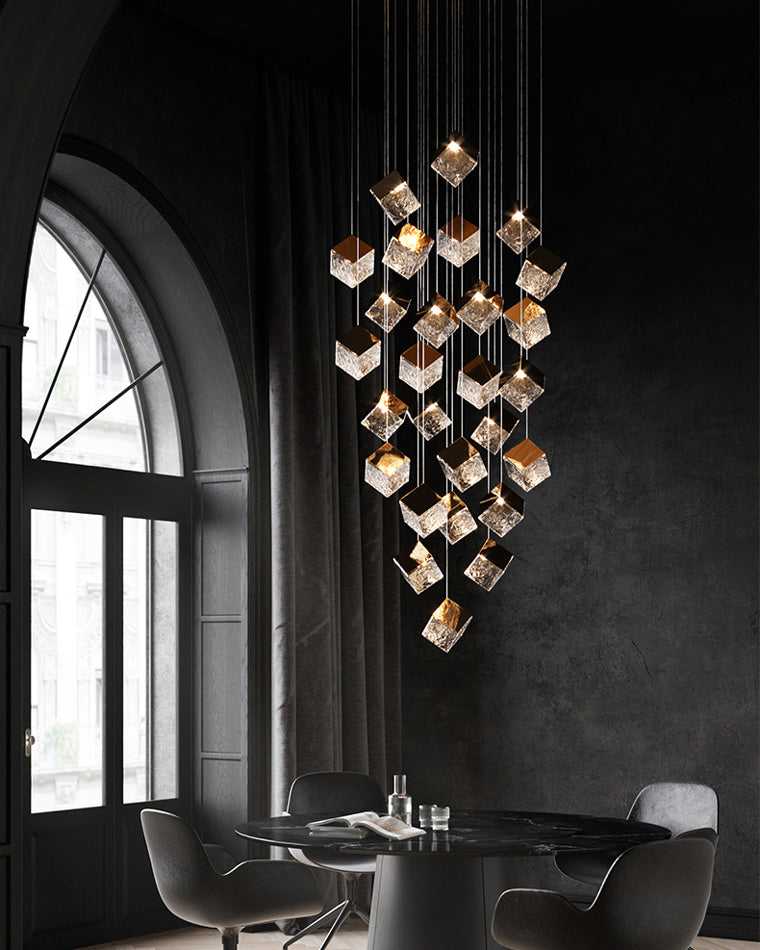 WOMO Ice Cube Textured Glass Chandelier-WM2150