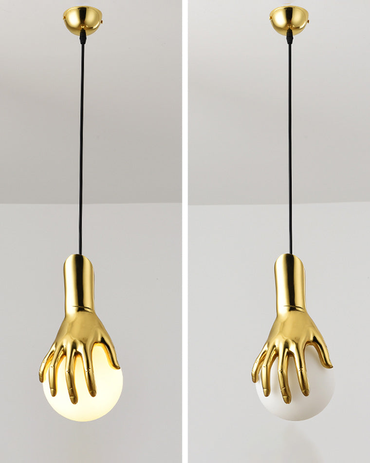 WOMO Hand Holding Globe Brass Pendant Light-WM2152