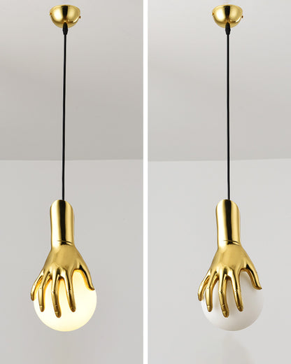 WOMO Hand Holding Globe Brass Pendant Light-WM2152