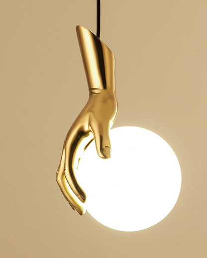 WOMO Hand Holding Globe Brass Pendant Light-WM2152