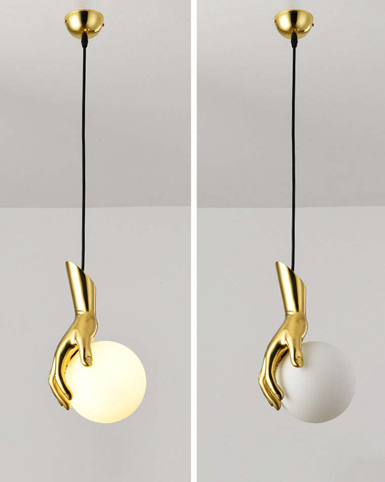 WOMO Hand Holding Globe Brass Pendant Light-WM2152