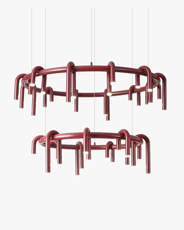 WOMO U-tubes Red Round Chandelier-WM2157