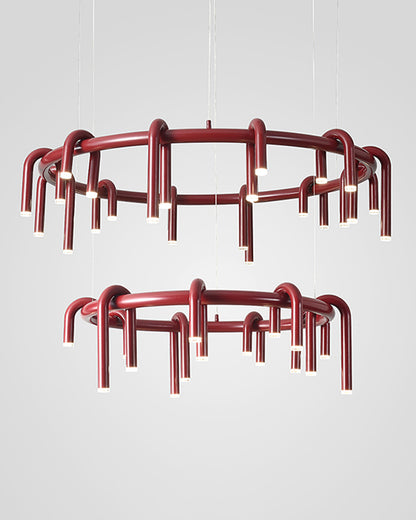 WOMO U-tubes Red Round Chandelier-WM2157