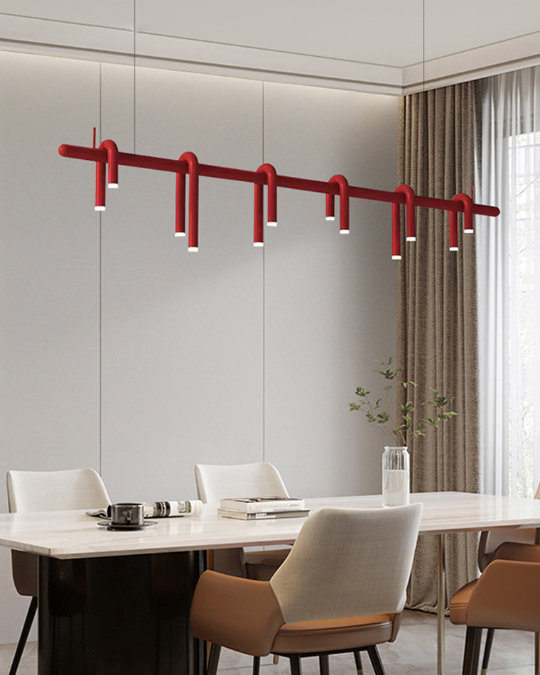 WOMO U-tubes Red Round Chandelier-WM2157