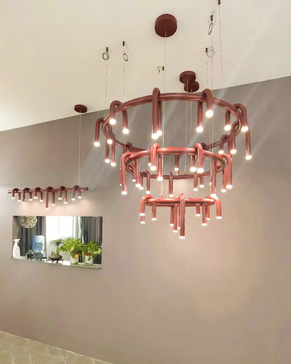 WOMO U-tubes Red Round Chandelier-WM2157