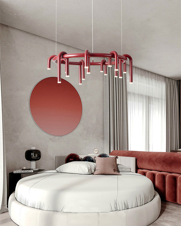 WOMO U-tubes Red Round Chandelier-WM2157