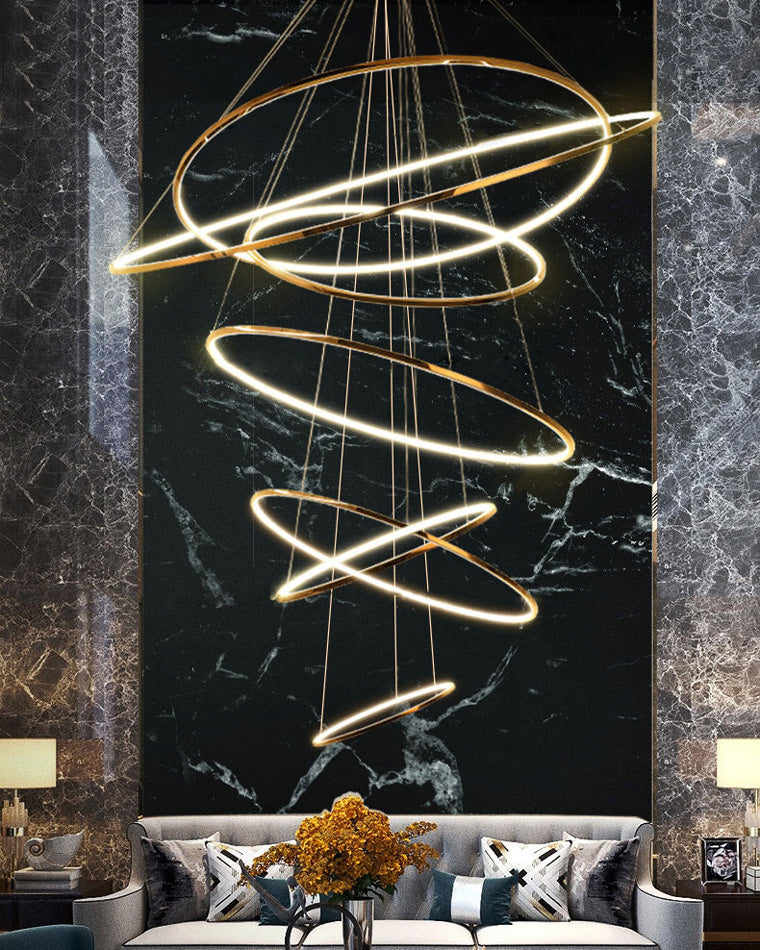 WOMO Large Tiered Ring LED Foyer Chandelier-WM2160