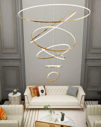 WOMO Large Tiered Ring LED Foyer Chandelier-WM2160