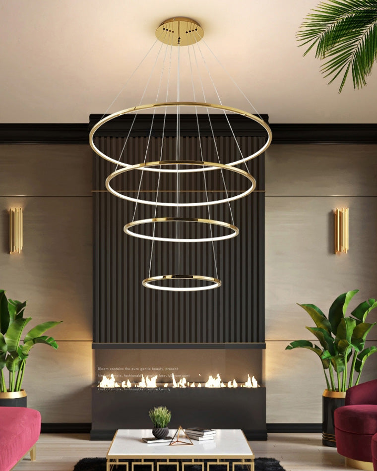 WOMO Large Tiered Ring LED Foyer Chandelier-WM2160
