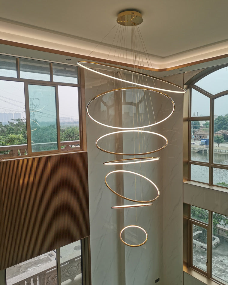 WOMO Large Tiered Ring LED Foyer Chandelier-WM2160