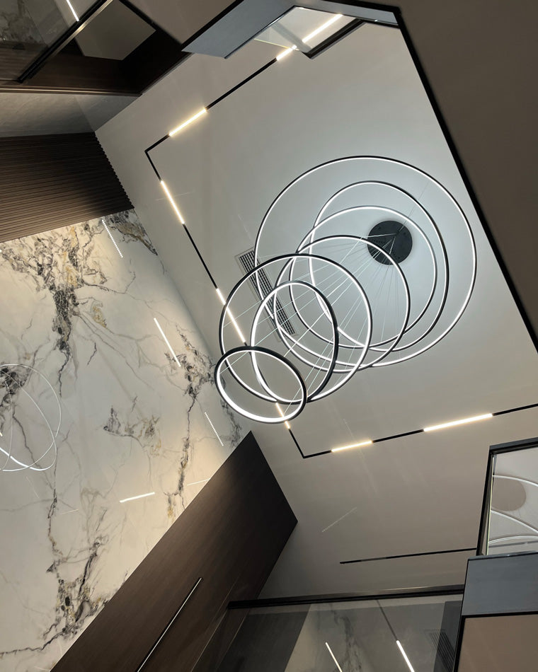 WOMO Large Tiered Ring LED Foyer Chandelier-WM2160