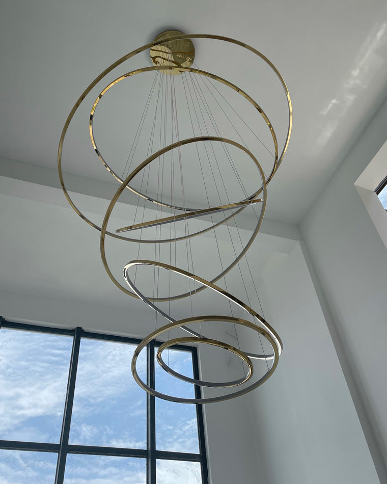 WOMO Large Tiered Ring LED Foyer Chandelier-WM2160
