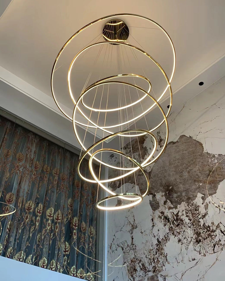 WOMO Large Tiered Ring LED Foyer Chandelier-WM2160