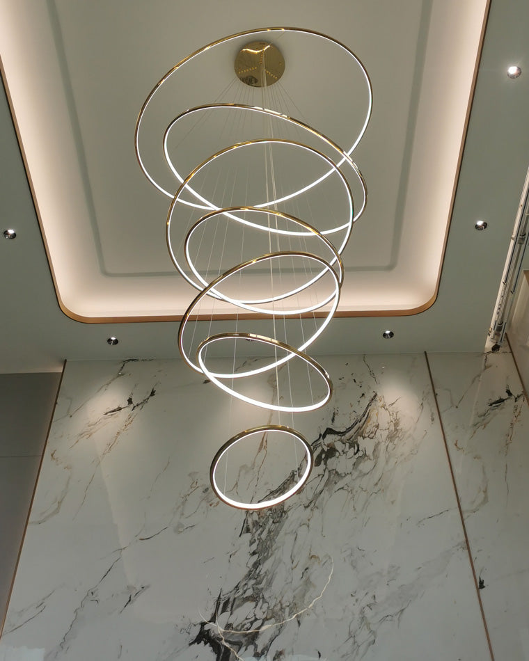 WOMO Large Tiered Ring LED Foyer Chandelier-WM2160