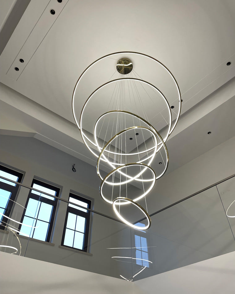 WOMO Large Tiered Ring LED Foyer Chandelier-WM2160