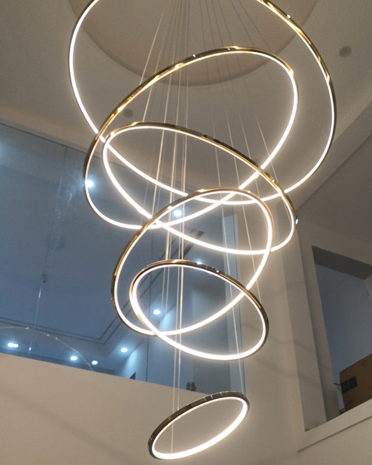 WOMO Large Tiered Ring LED Foyer Chandelier-WM2160