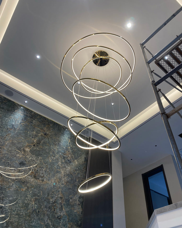 WOMO Large Tiered Ring LED Foyer Chandelier-WM2160