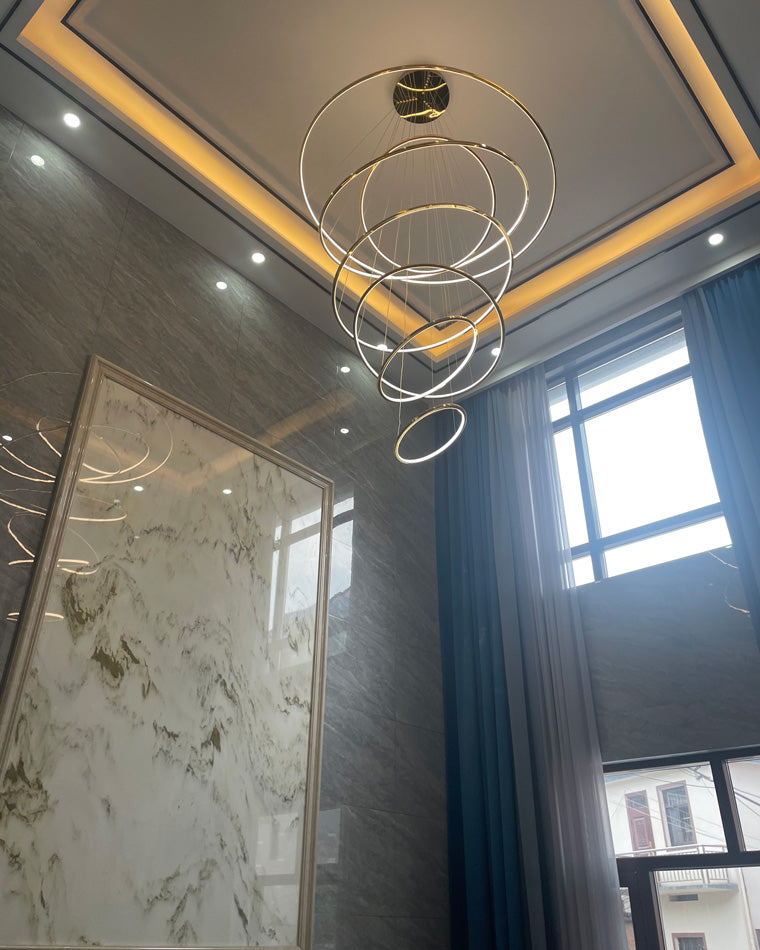 WOMO Large Tiered Ring LED Foyer Chandelier-WM2160