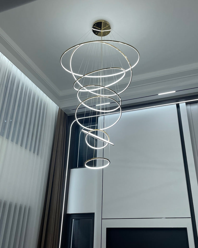 WOMO Large Tiered Ring LED Foyer Chandelier-WM2160