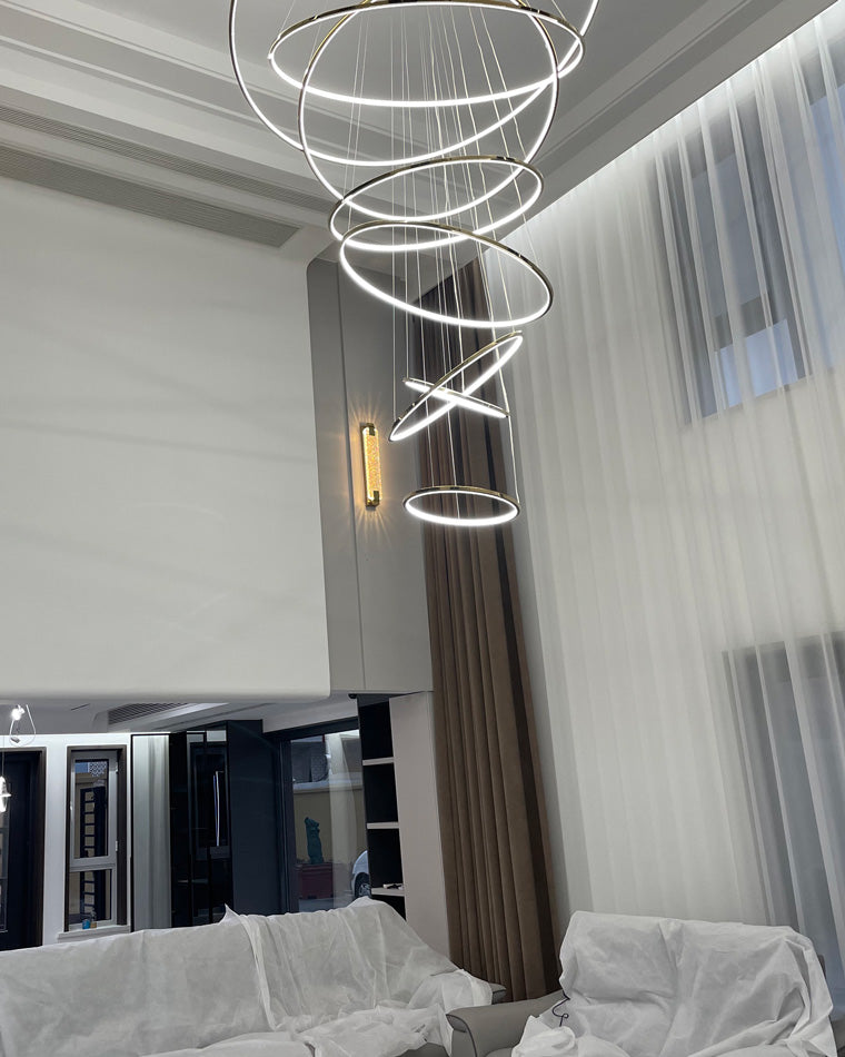WOMO Large Tiered Ring LED Foyer Chandelier-WM2160