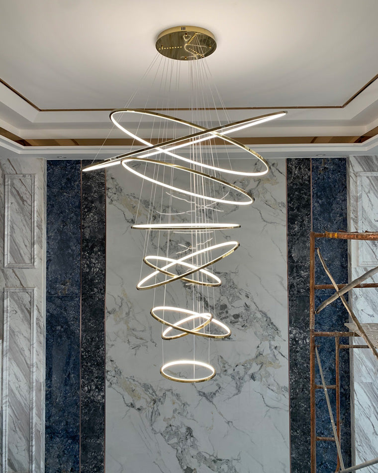 WOMO Large Tiered Ring LED Foyer Chandelier-WM2160